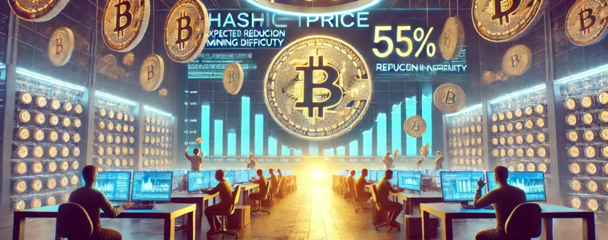 Hashprice достиг $43,67, ожидается снижение сложности майнинга на 5%